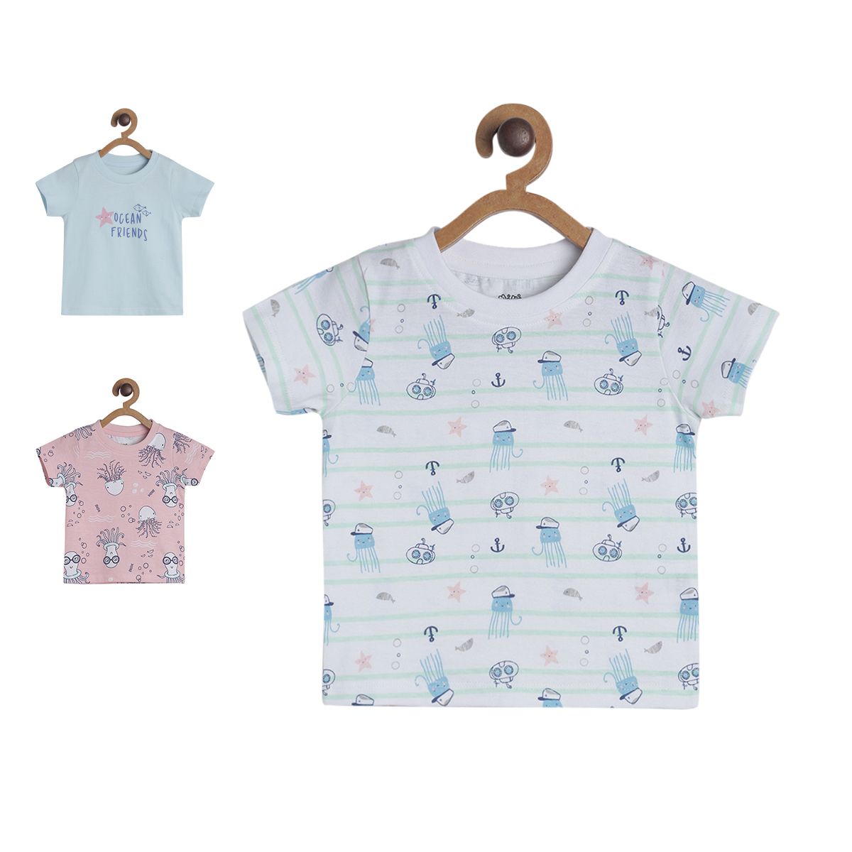 Pack of 3 t-shirt - light blue for 0-3 Months