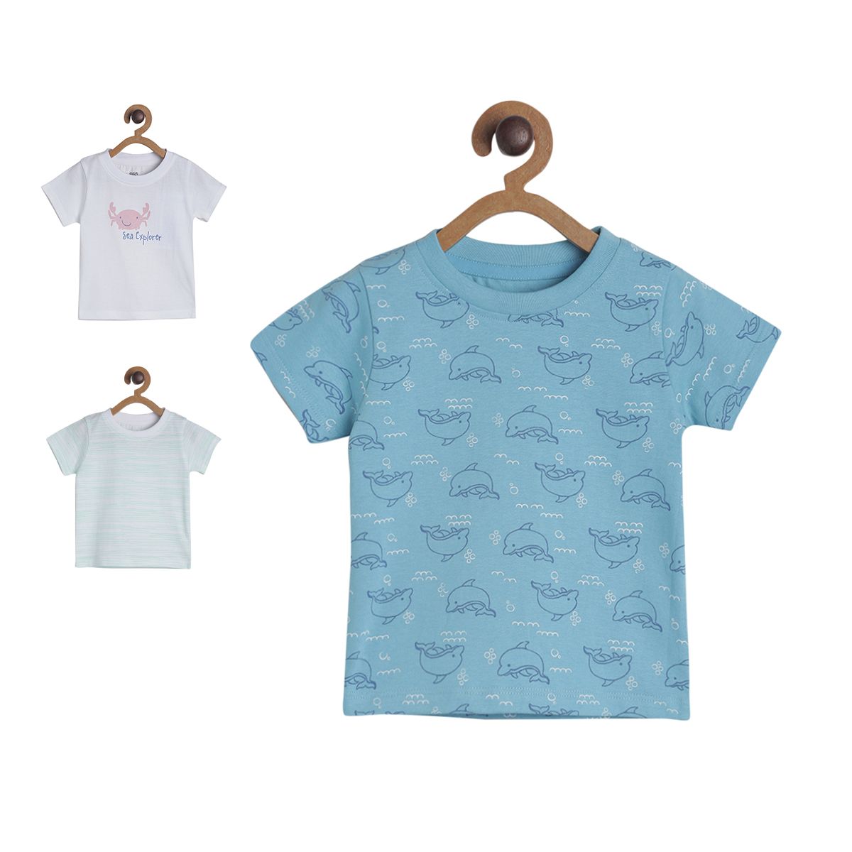 Pack of 3 t-shirt - medium blue for 0-3 Months
