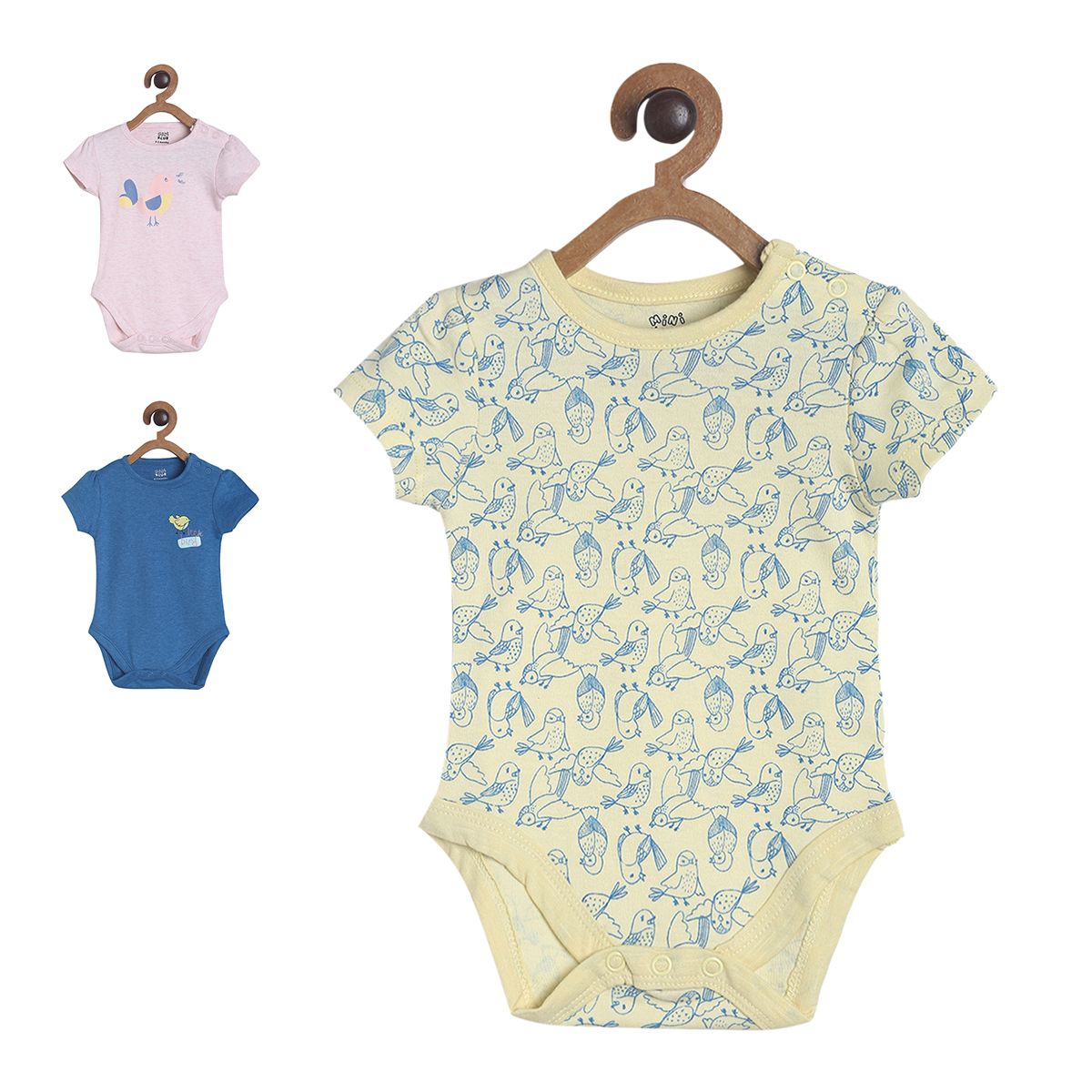 Pack of 3 bodysuit - white & blue for New Born