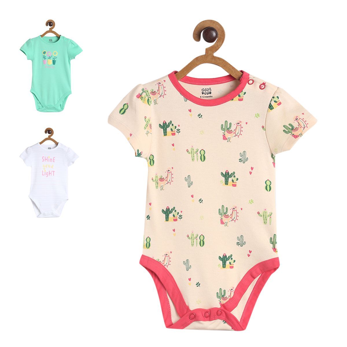 Pack of 3 bodysuit - baby pink & pink for New Born