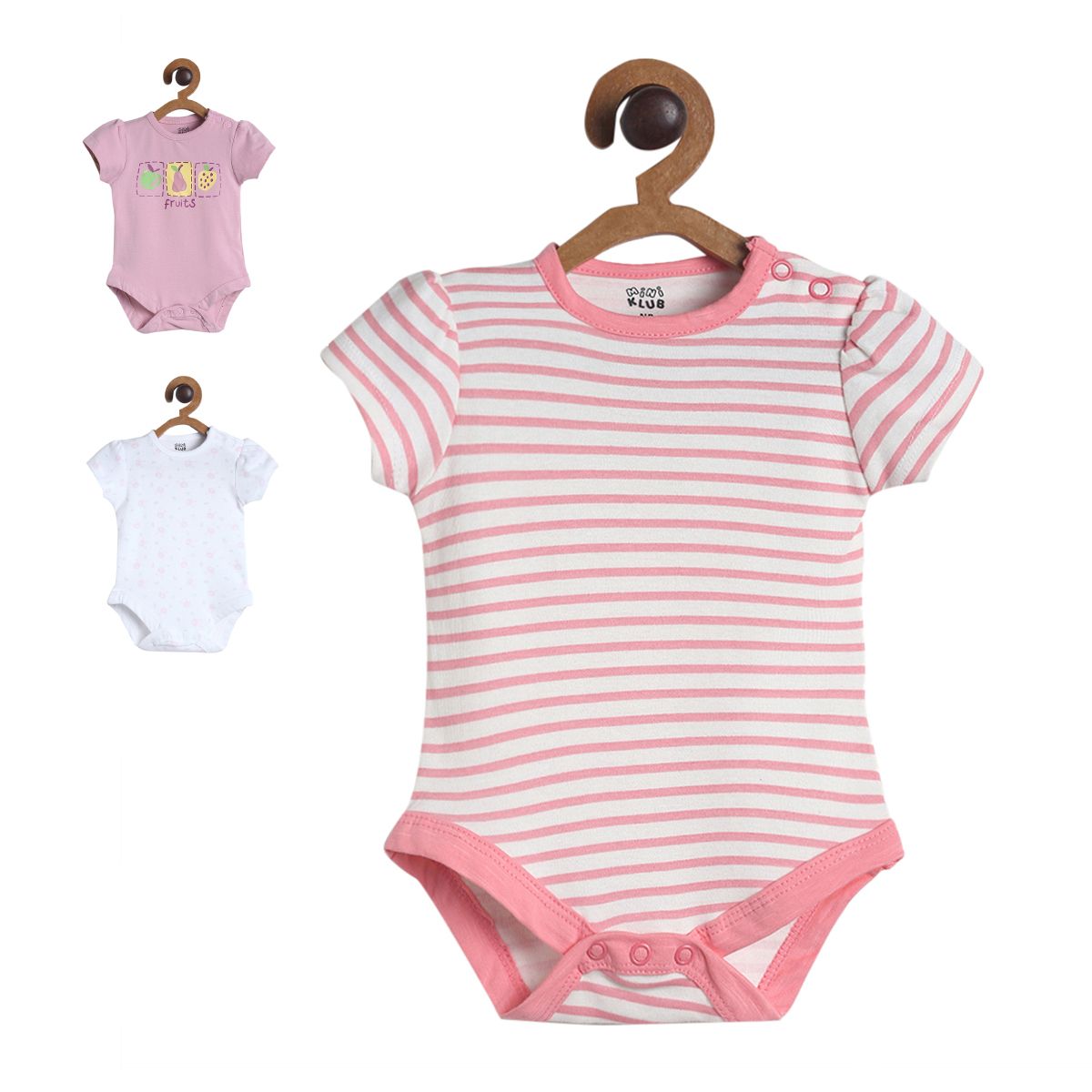 Pack of 3 bodysuit - light pink & dark pink for New Born