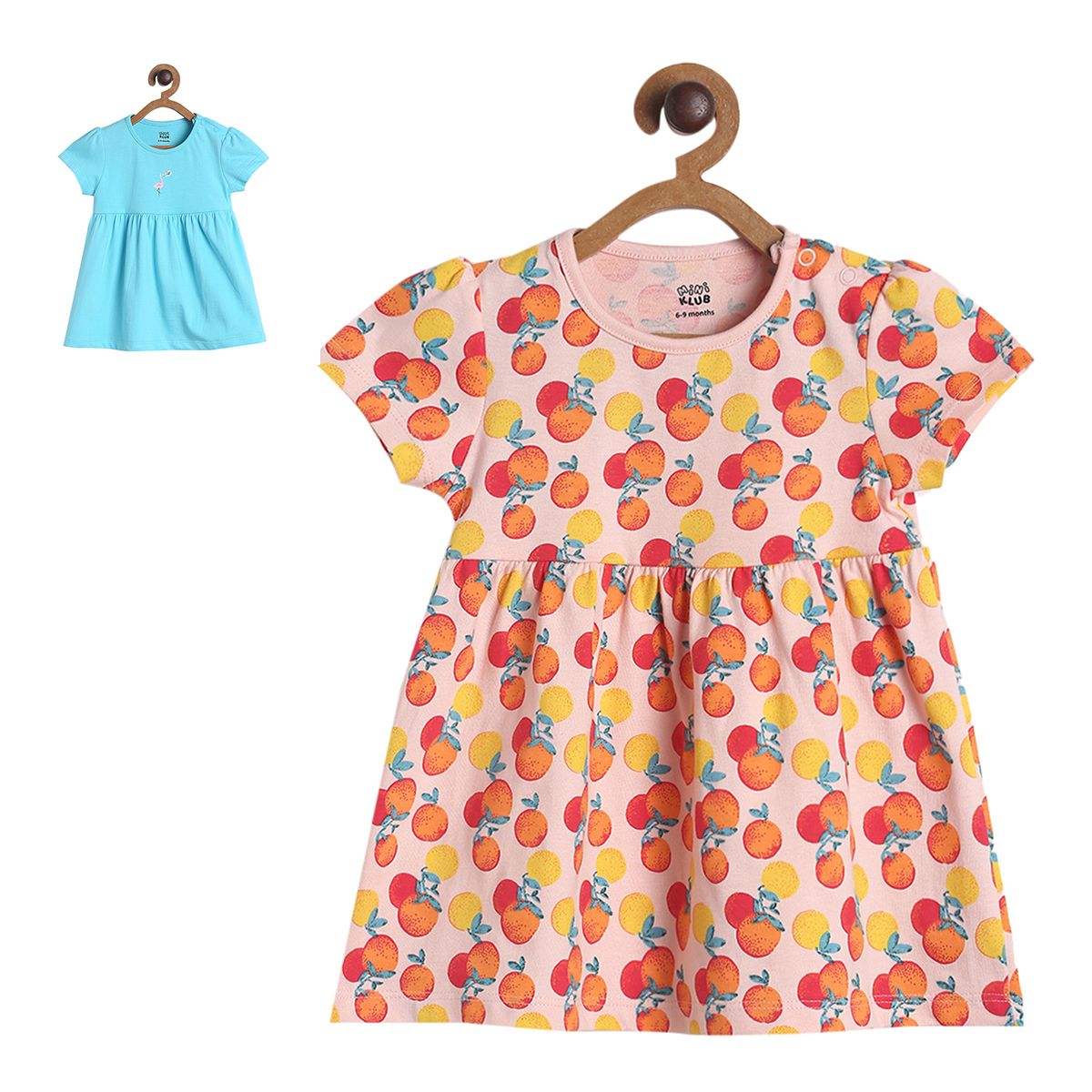 Pack of 2 dress - peach  & red for 0-3 Months
