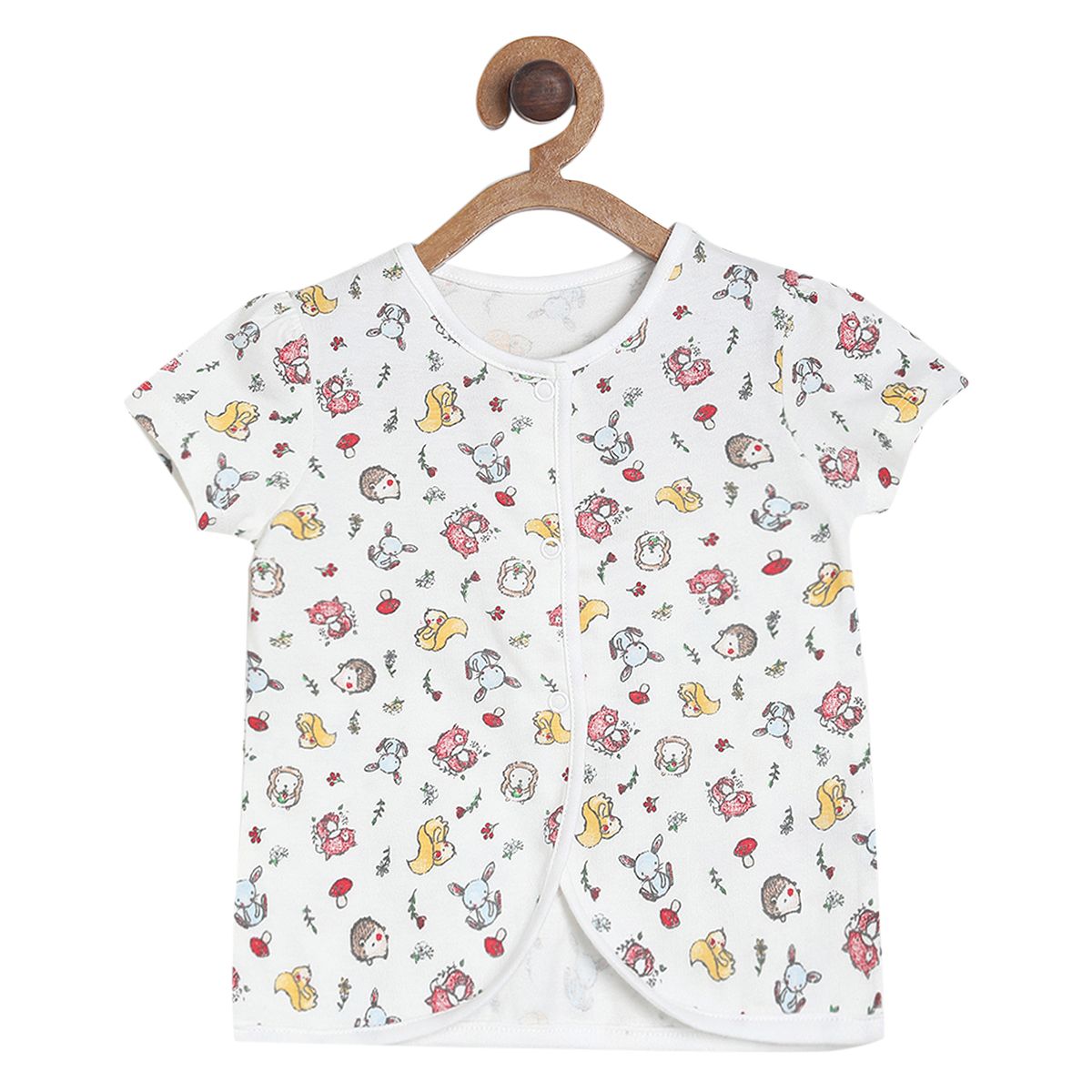 Mushroom Printed Front Open Vest