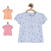 Pack of 3 front open vest - light blue for New Born