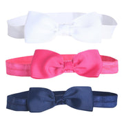 Girls White, Pink & Navy Blue Bow Hair Band Set of 3 Fashion Hair Accessories