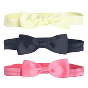 Girls Yellow, Navy Blue & Pink Bow Hair Band Set of 3 Fashion Hair Accessories