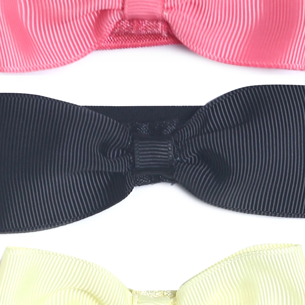 Girls Yellow, Navy Blue & Pink Bow Hair Band Set of 3 Fashion Hair Accessories
