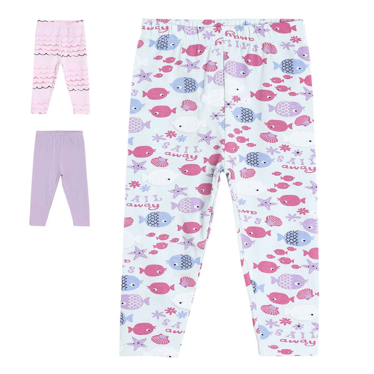 Pack of 3 legging - light blue & red for 0-3 Months