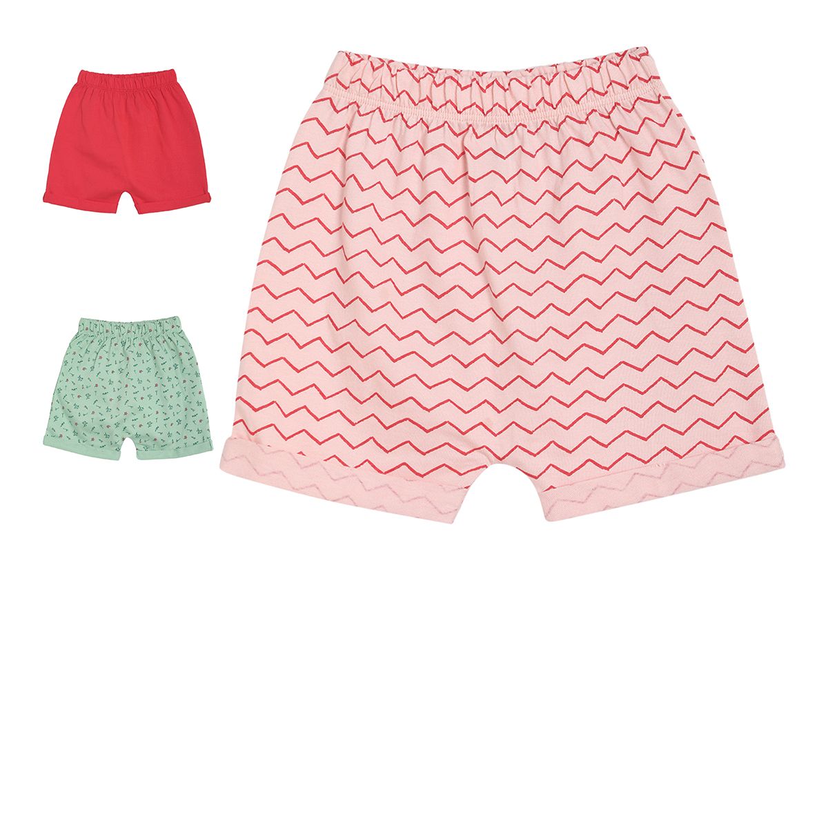Pack of 3 shorts - baby pink & pink for 0-3 Months
