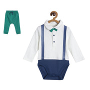 Boys Marshmallow And Green Pack Of 2 Body Suit And Bottom