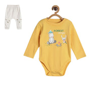Boys Yellow And Oatmeal Pack Of 2 Body Suit And Bottom