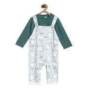 Pack of 2 dungaree set - grey marl and green for 3-6 Months