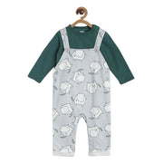 Pack of 2 dungaree set - grey marl and green for 3-6 Months
