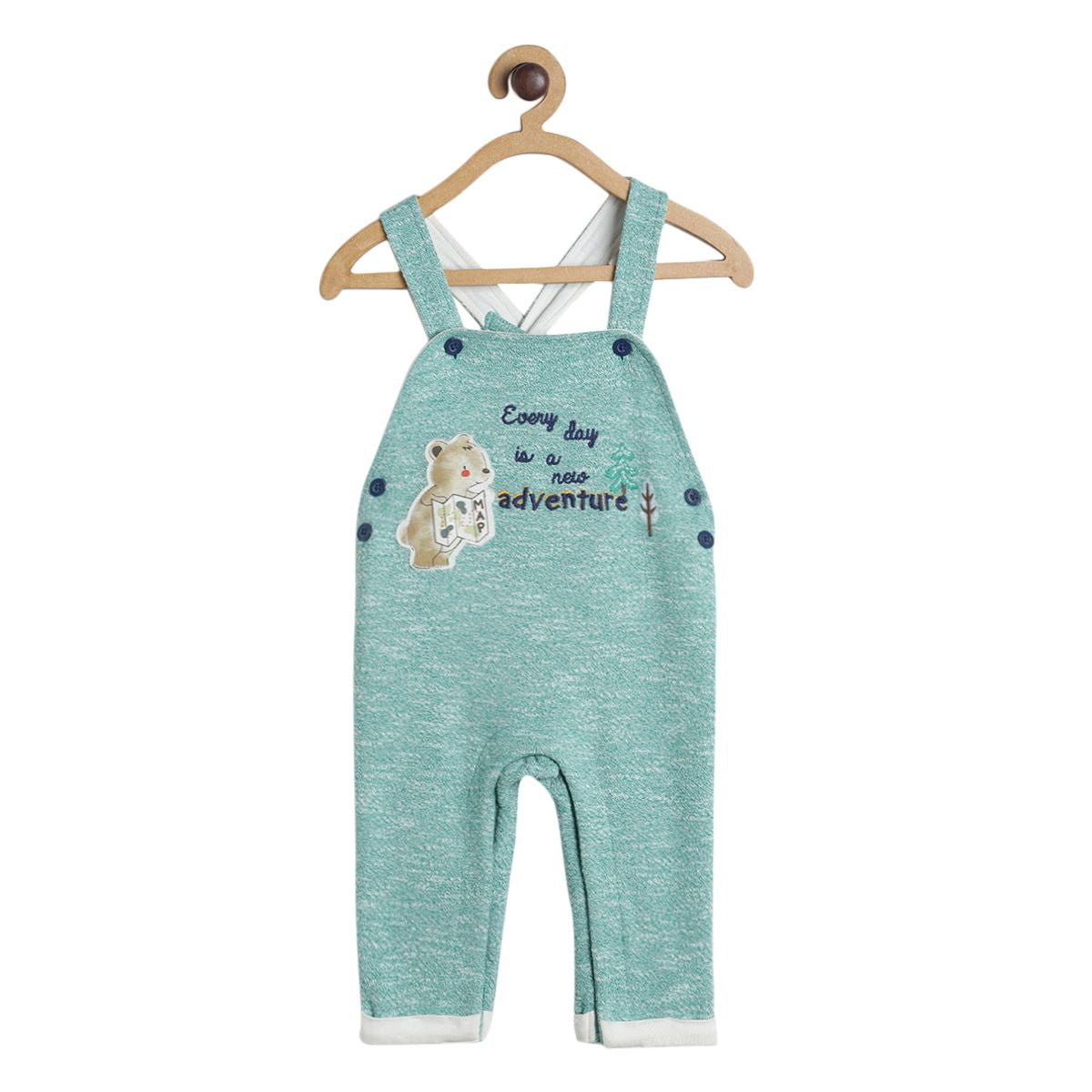 Pack of 2 dungaree set - green and  blue for 3-6 Months
