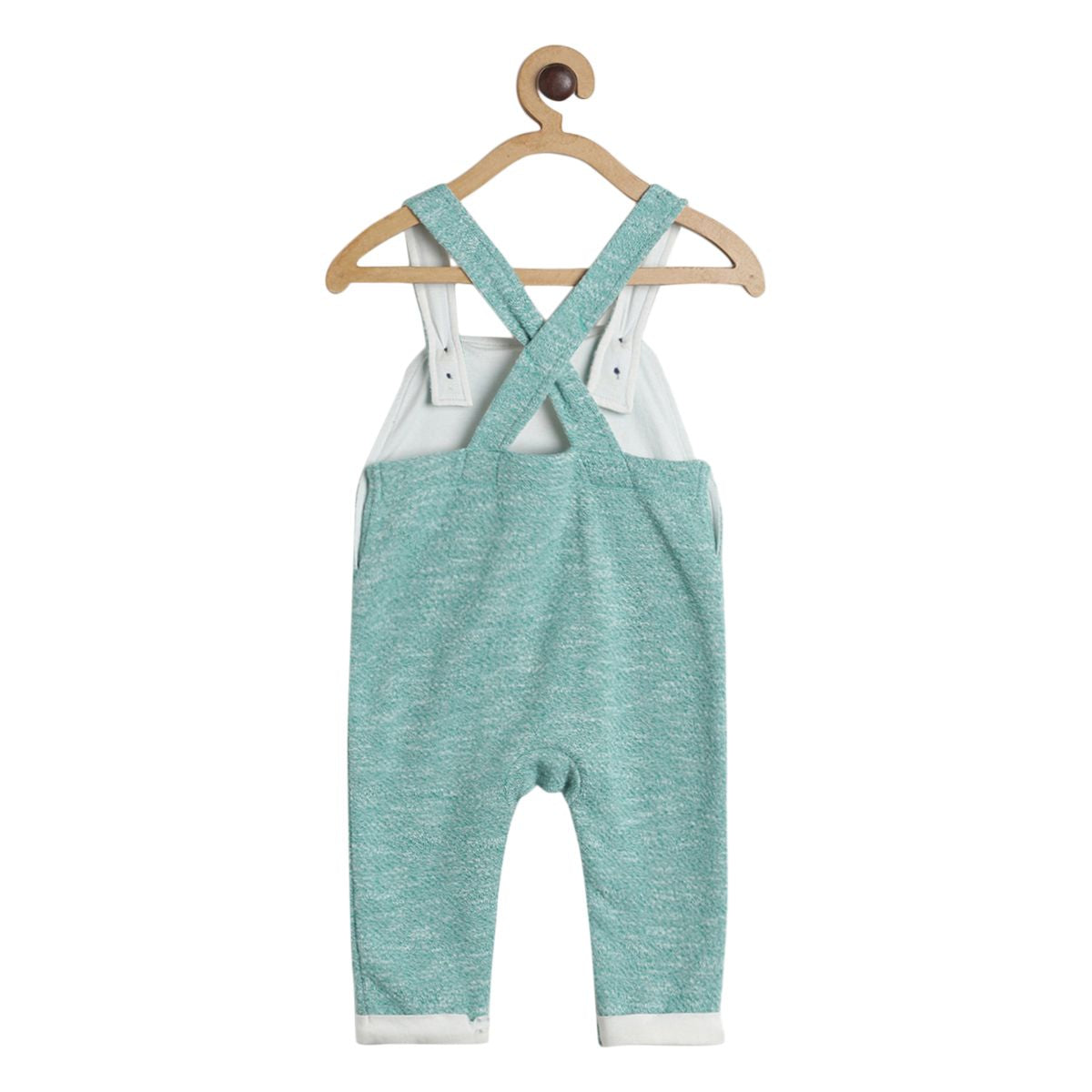 Pack of 2 dungaree set - green and  blue for 3-6 Months