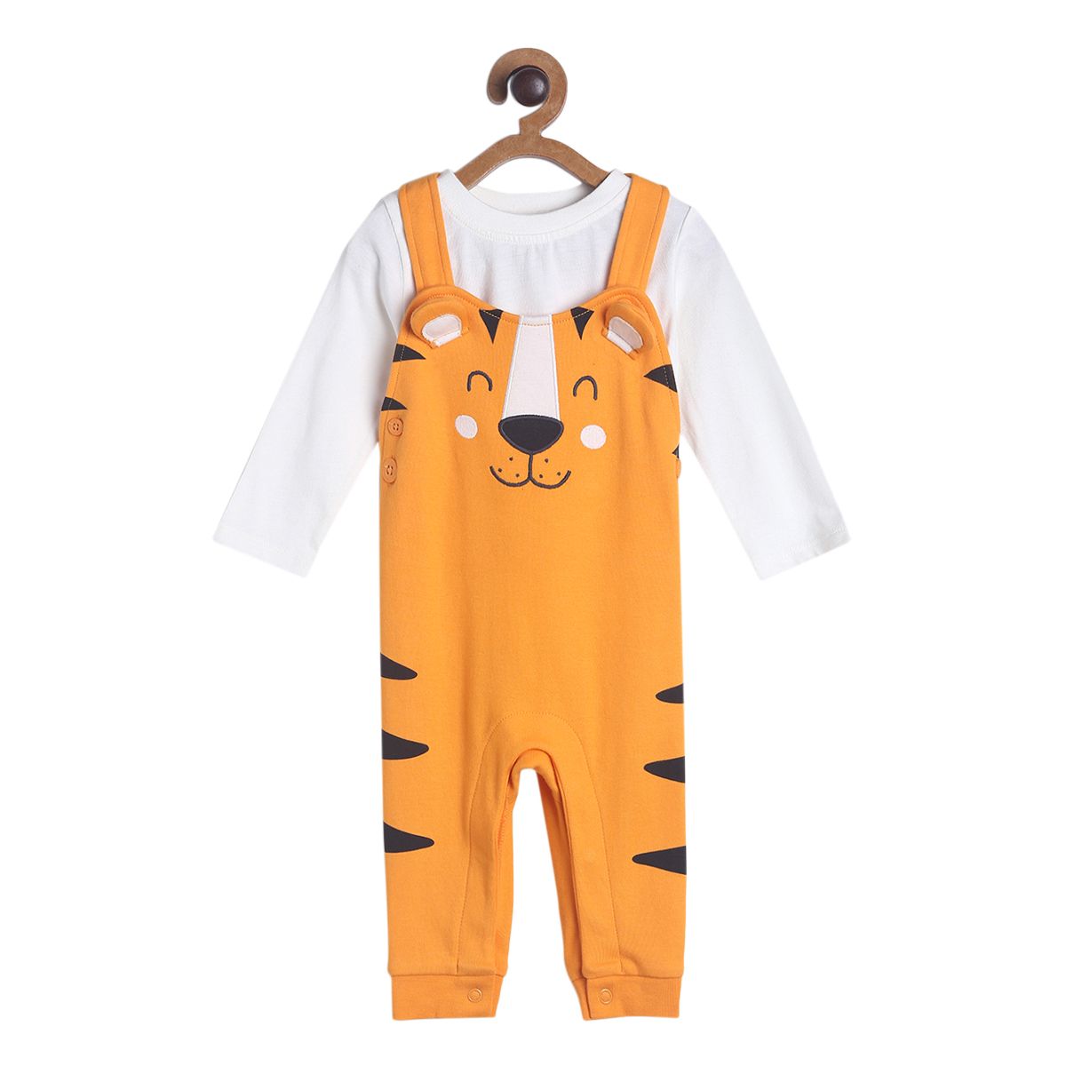 Pack of 2 dungaree set - marshmallow and orange for 3-6 Months