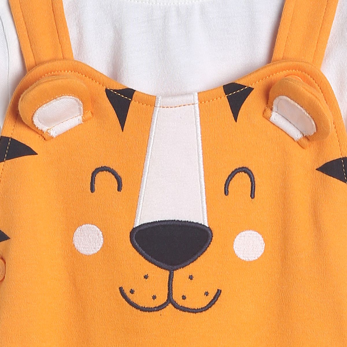 Pack of 2 dungaree set - marshmallow and orange for 3-6 Months