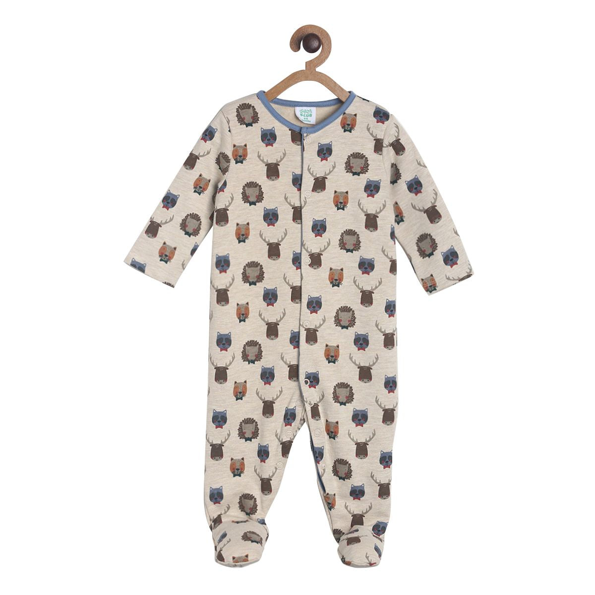 Pack of 1 sleep suit - light peach & blue for New Born