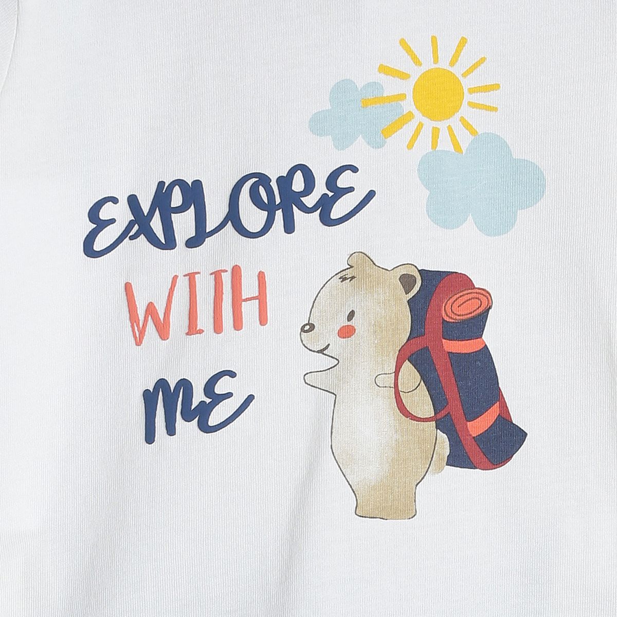 Pack of 2 t-shirt and full length bottom - marshmallow and blue for 0-3 Months