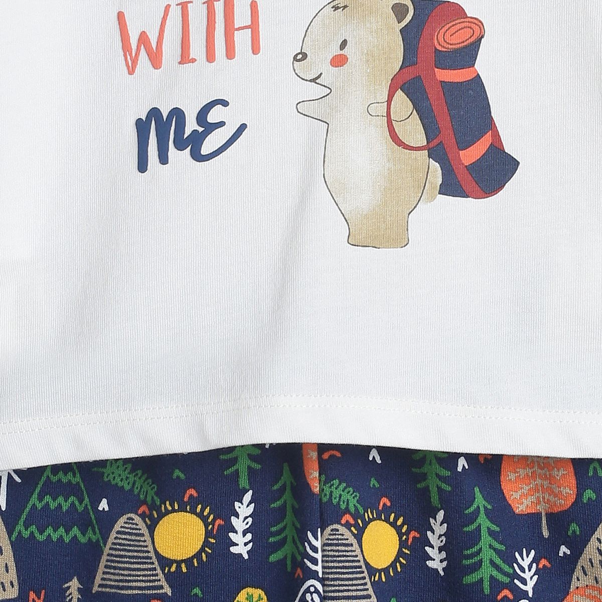 Pack of 2 t-shirt and full length bottom - marshmallow and blue for 0-3 Months