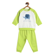 Pack of 2 t-shirt and full length bottom - marshmallow and green for 0-3 Months