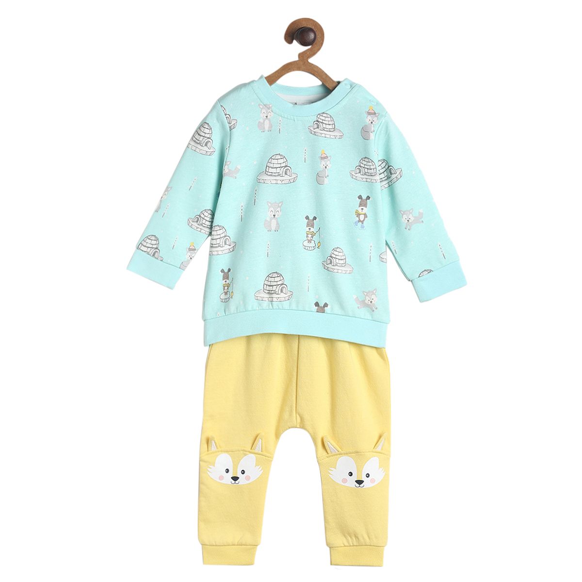 Pack of 2 top and full length bottom - blue and yellow for 0-3 Months