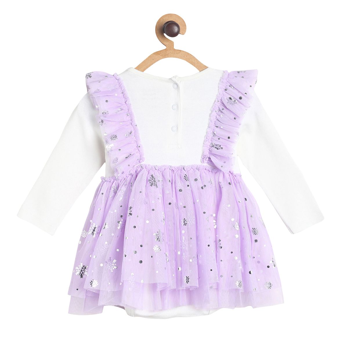 Pack of 2 integral bodysuit with stocking - white & purple for New Born