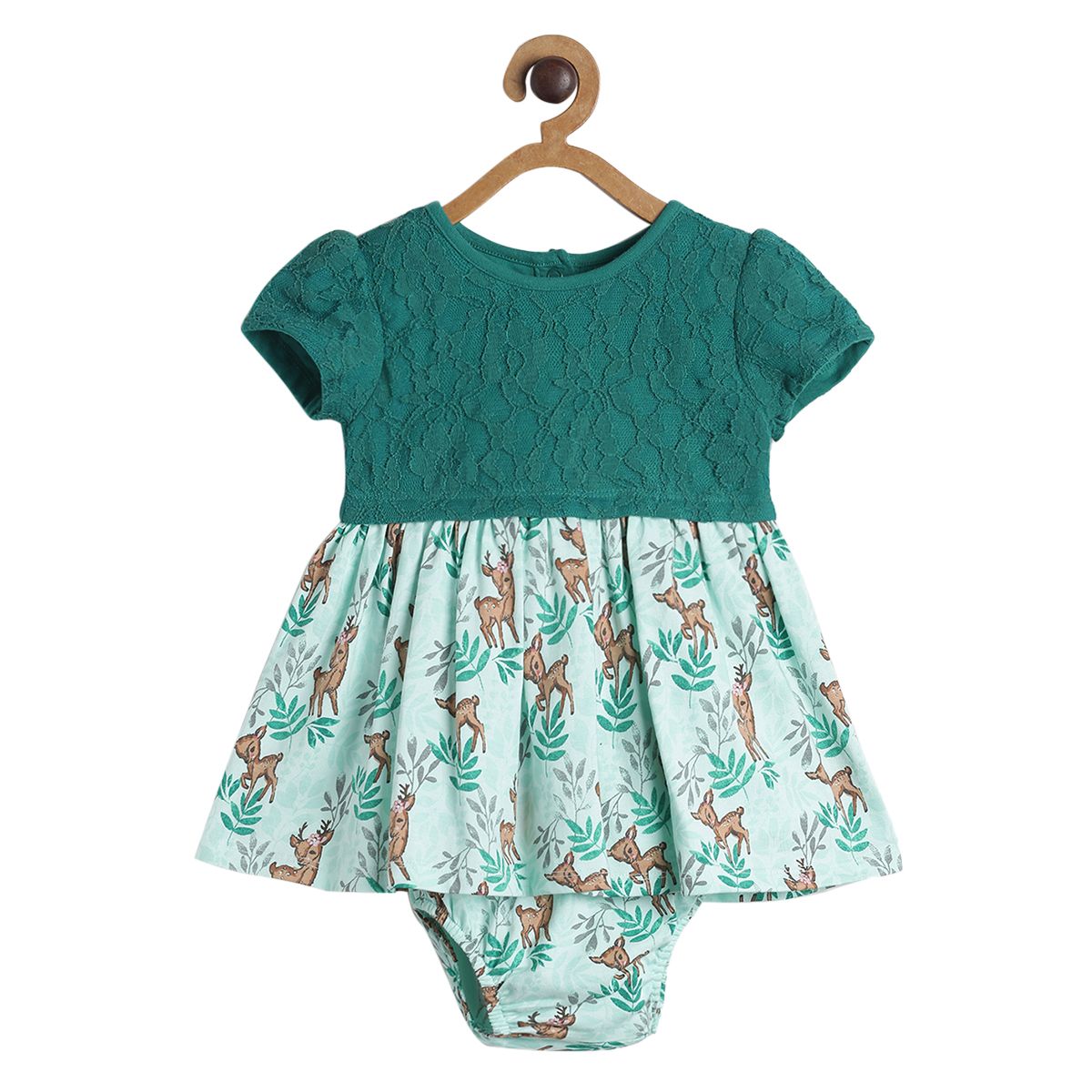 Pack of 2 dress with bloomer - green for 0-3 Months