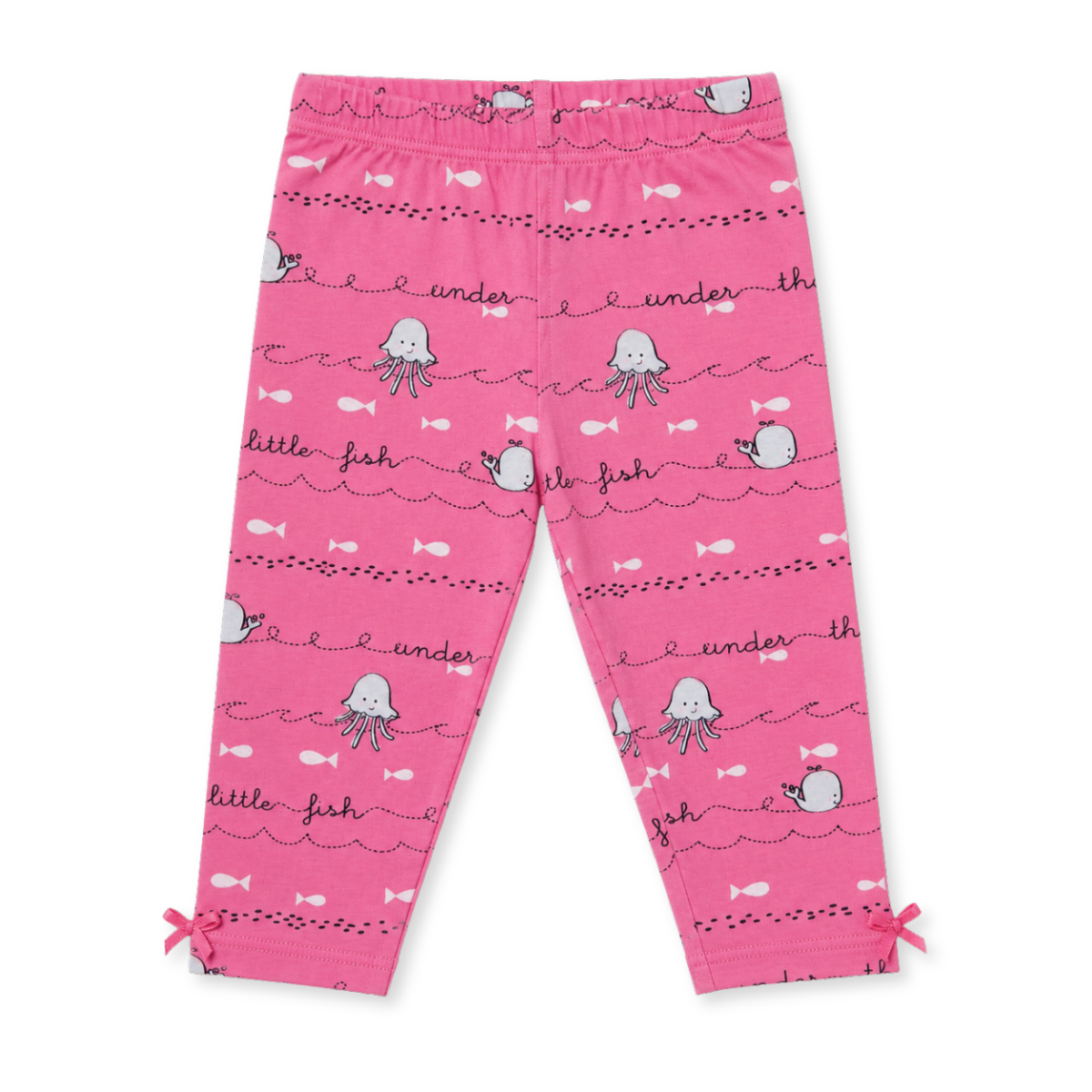 Baby Girls Pink Cotton Cropped Leggings Ocean Print Regular Fit Casual Wear
