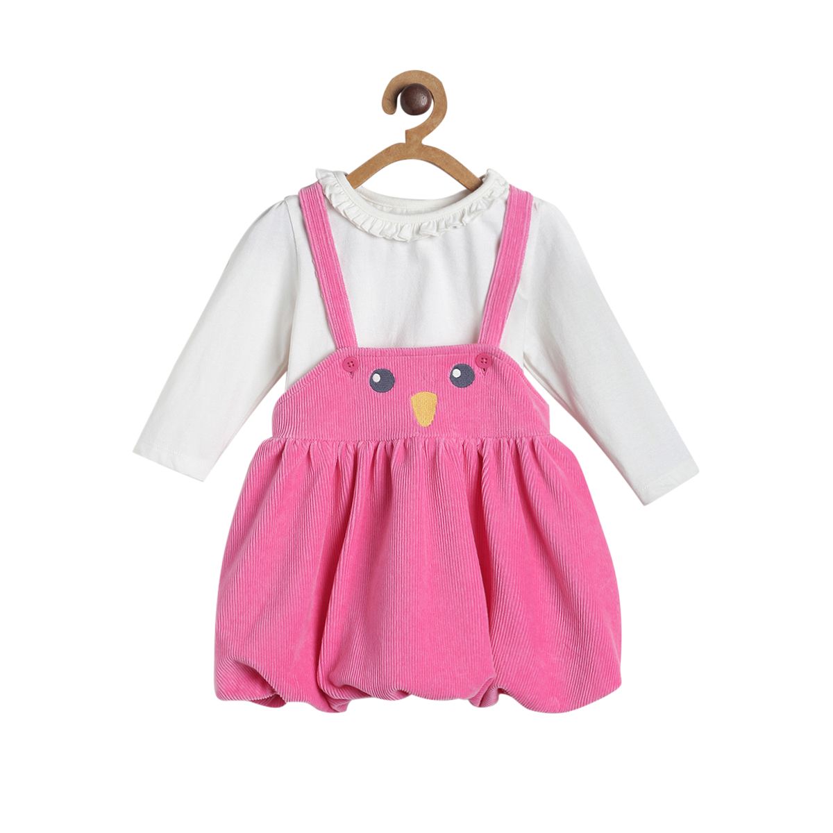 Pack of 2 pinny set - baby pink & dark grey for 3-6 Months