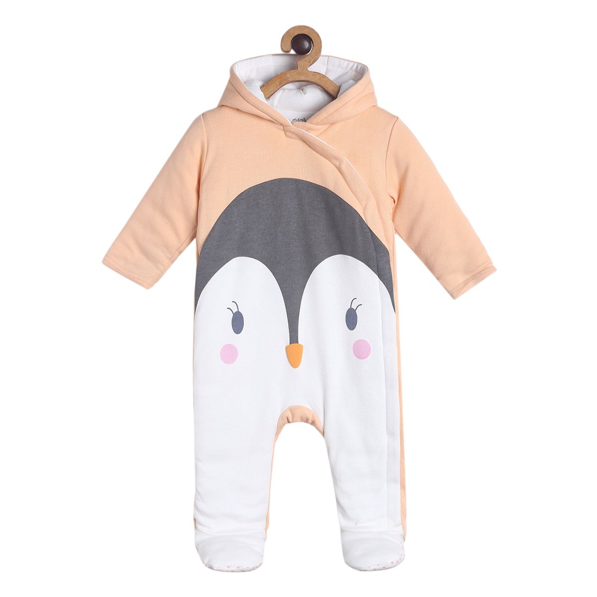 Pack of 1 sleepsuit - peach  & white for New Born