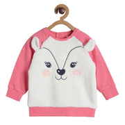 Pack of 1 knit sweat shirt - white and pink for 0-3 Months