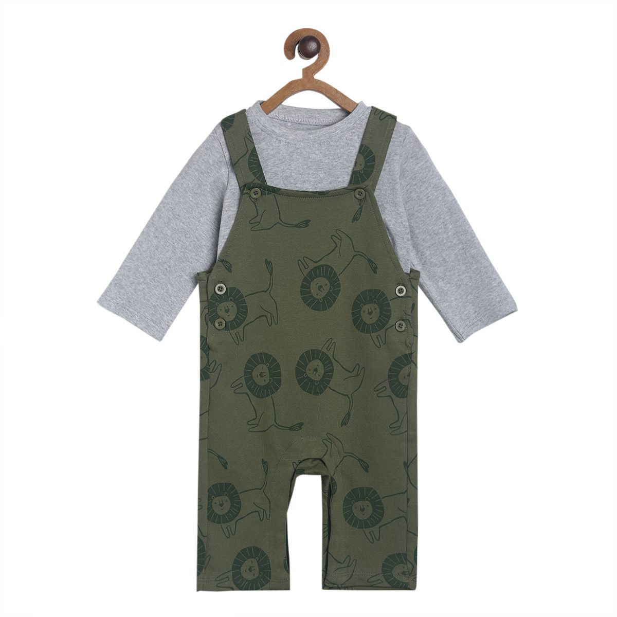 Pack of 2 dungaree set - olive for 3-6 Months