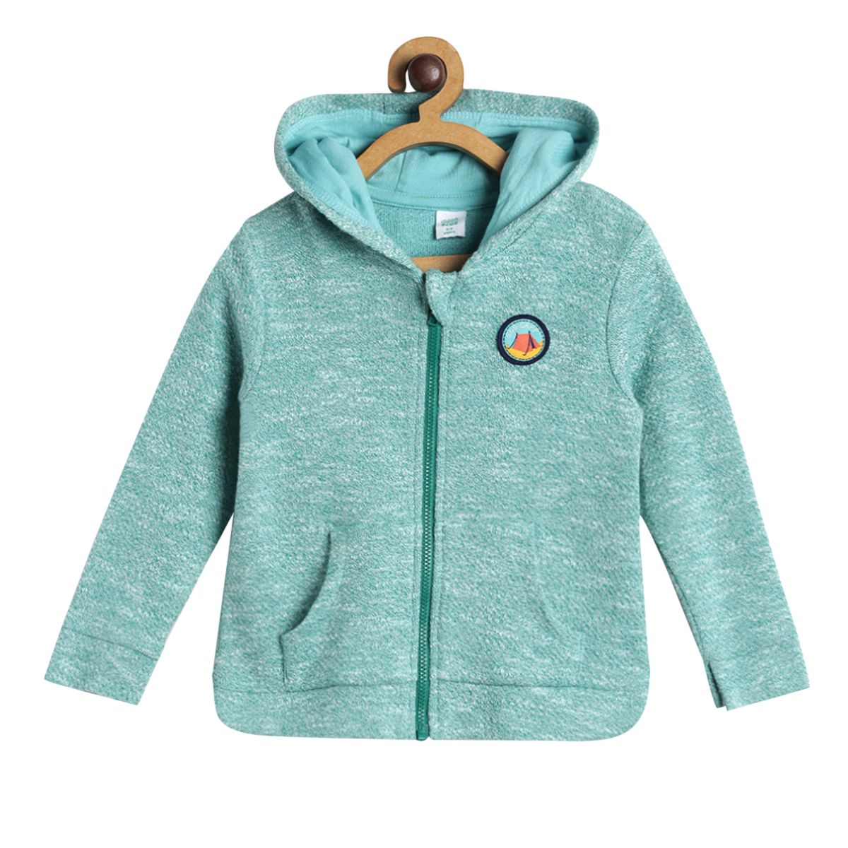 Baby Boys Green Cotton Hooded Sweatshirt Full Sleeve Regular Fit Casual Wear Jacket