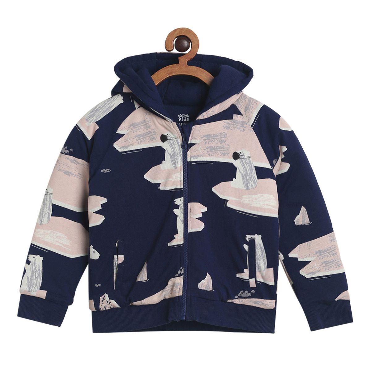 Pack of 1 knit hooded jacket - navy for 3-6 Months