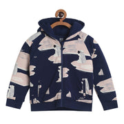 Pack of 1 knit hooded jacket - navy for 3-6 Months