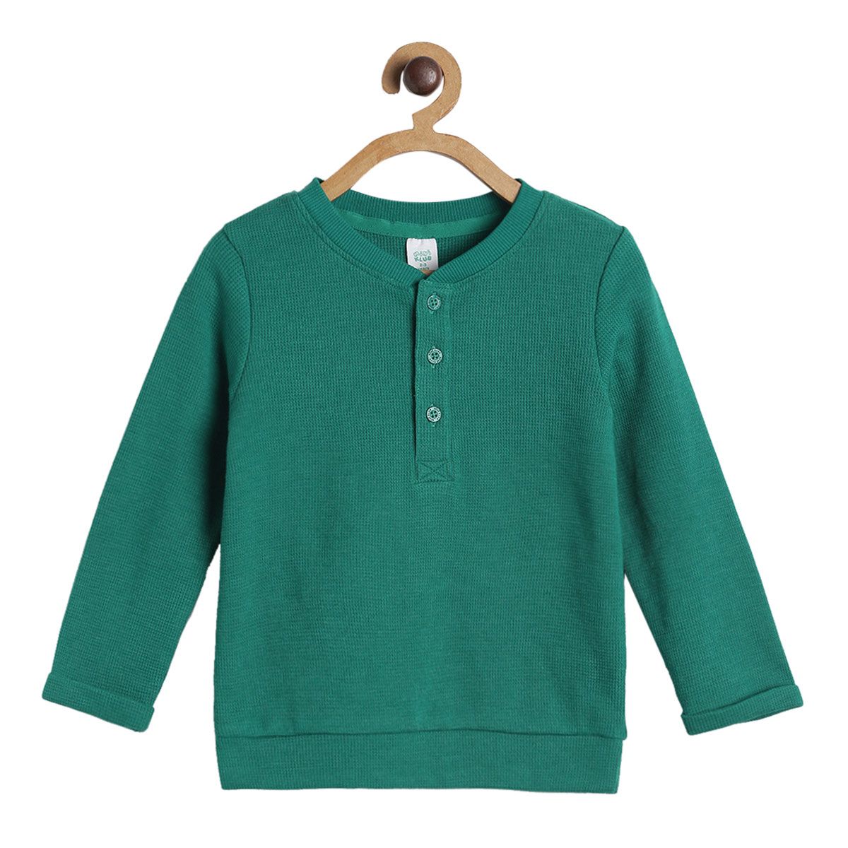 Pack of 1 henley  t-shirt - green for 3-6 Months
