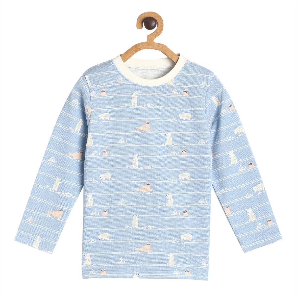 Pack of 1 knit t-shirt - blue for 3-6 Months