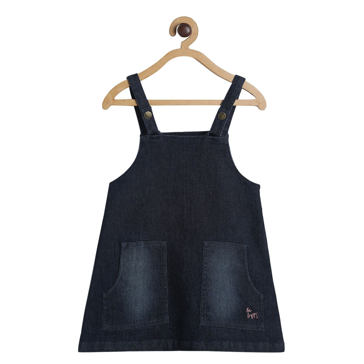 Pack of 2 knit top with denim pinny set - golden red & dark denim blue for 3-6 Months