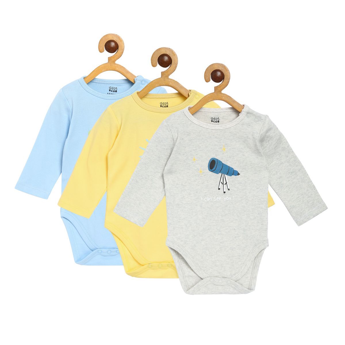 Pack of 3 bodysuit - light grey & yellow for New Born