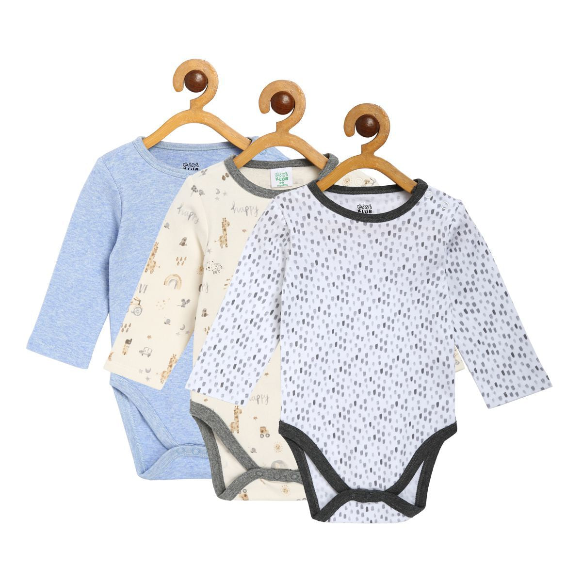 Pack of 3 bodysuit - sky blue & dark blue for New Born