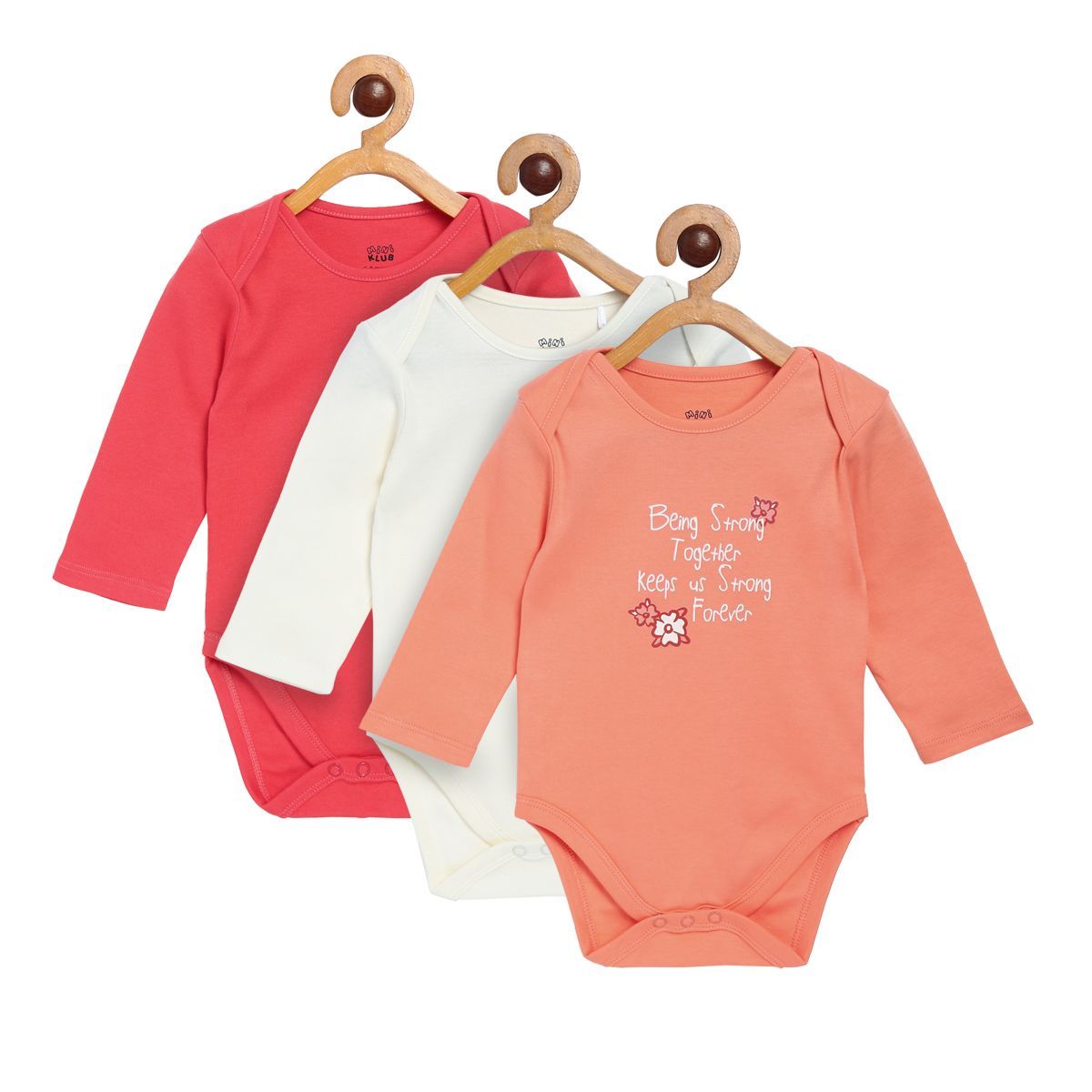 Pack of 3 bodysuit - coral red for New Born