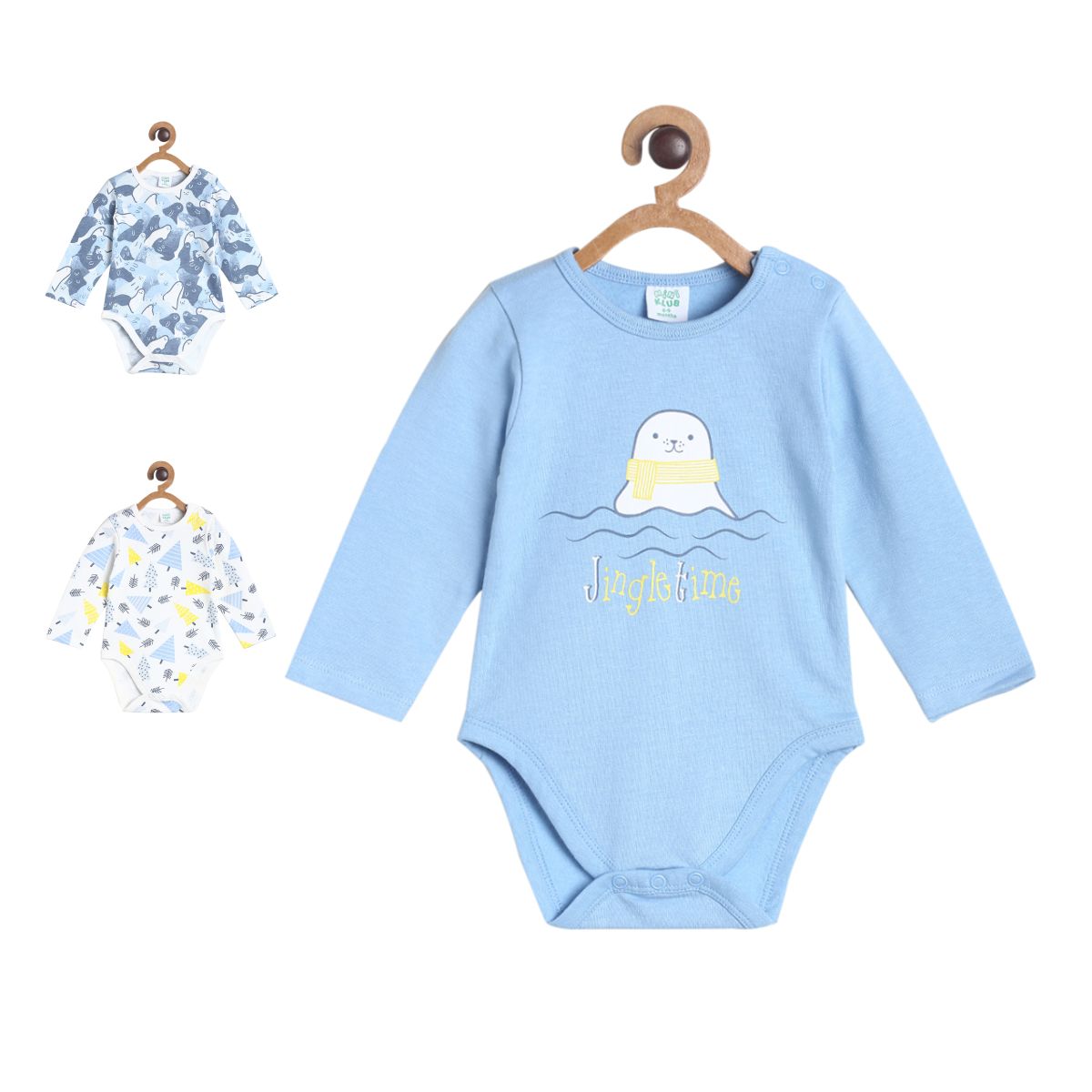 Pack of 3 bodysuit - navy and marshmallow for New Born
