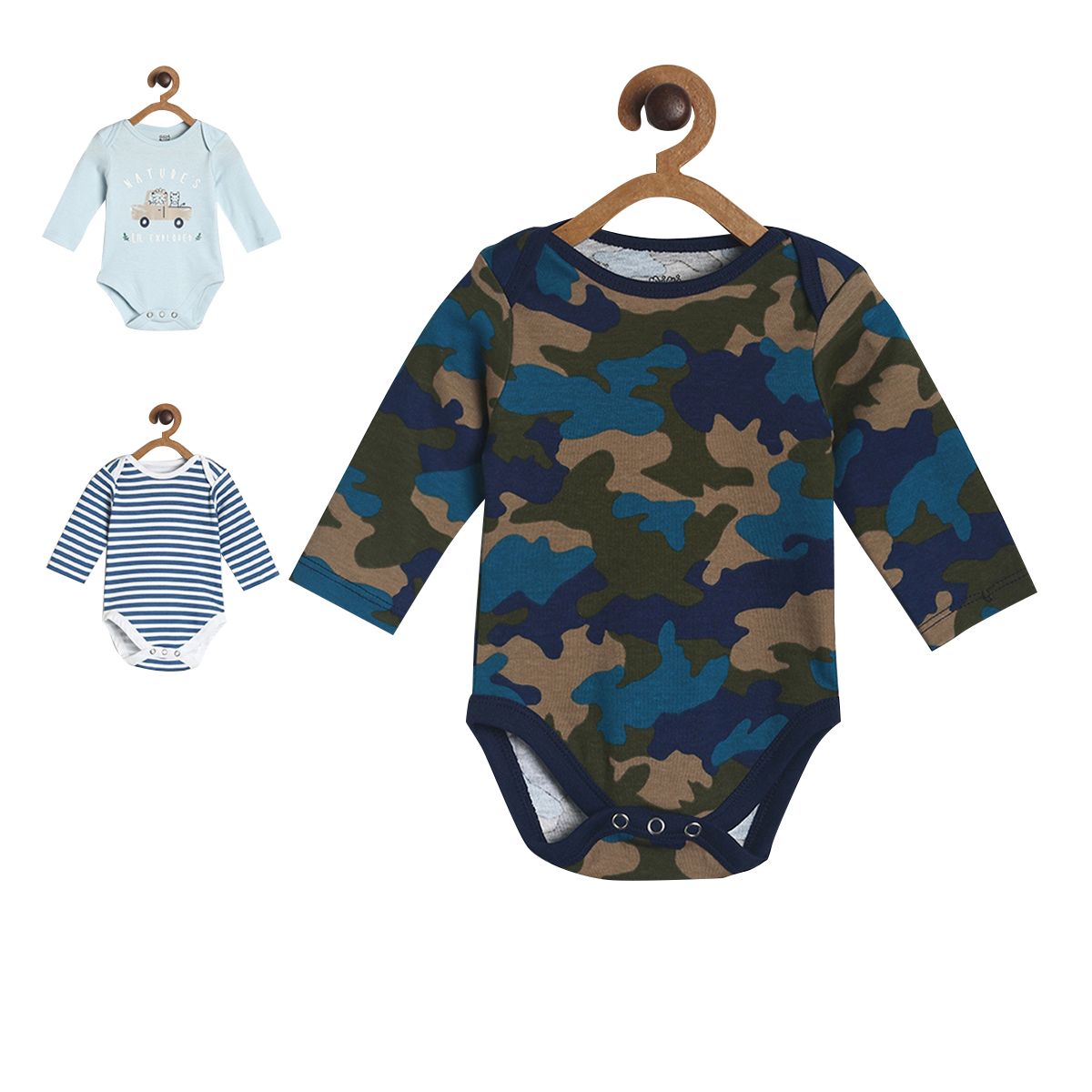 Pack of 3 bodysuit - blue, navy for New Born