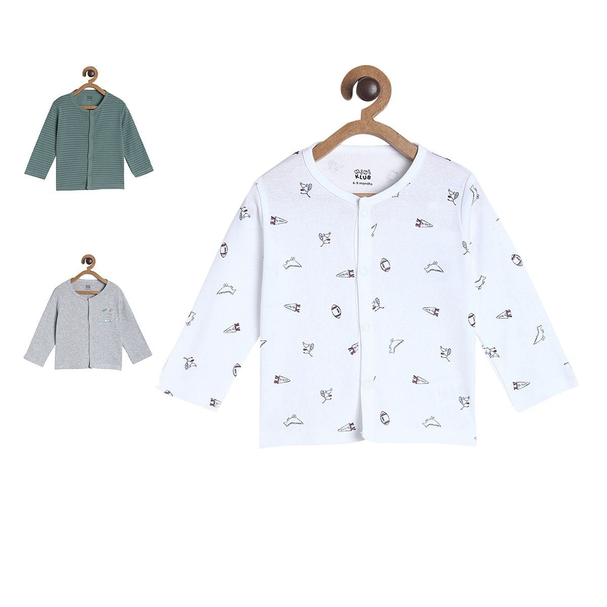 Pack of 3 front open vest - light sky blue for New Born