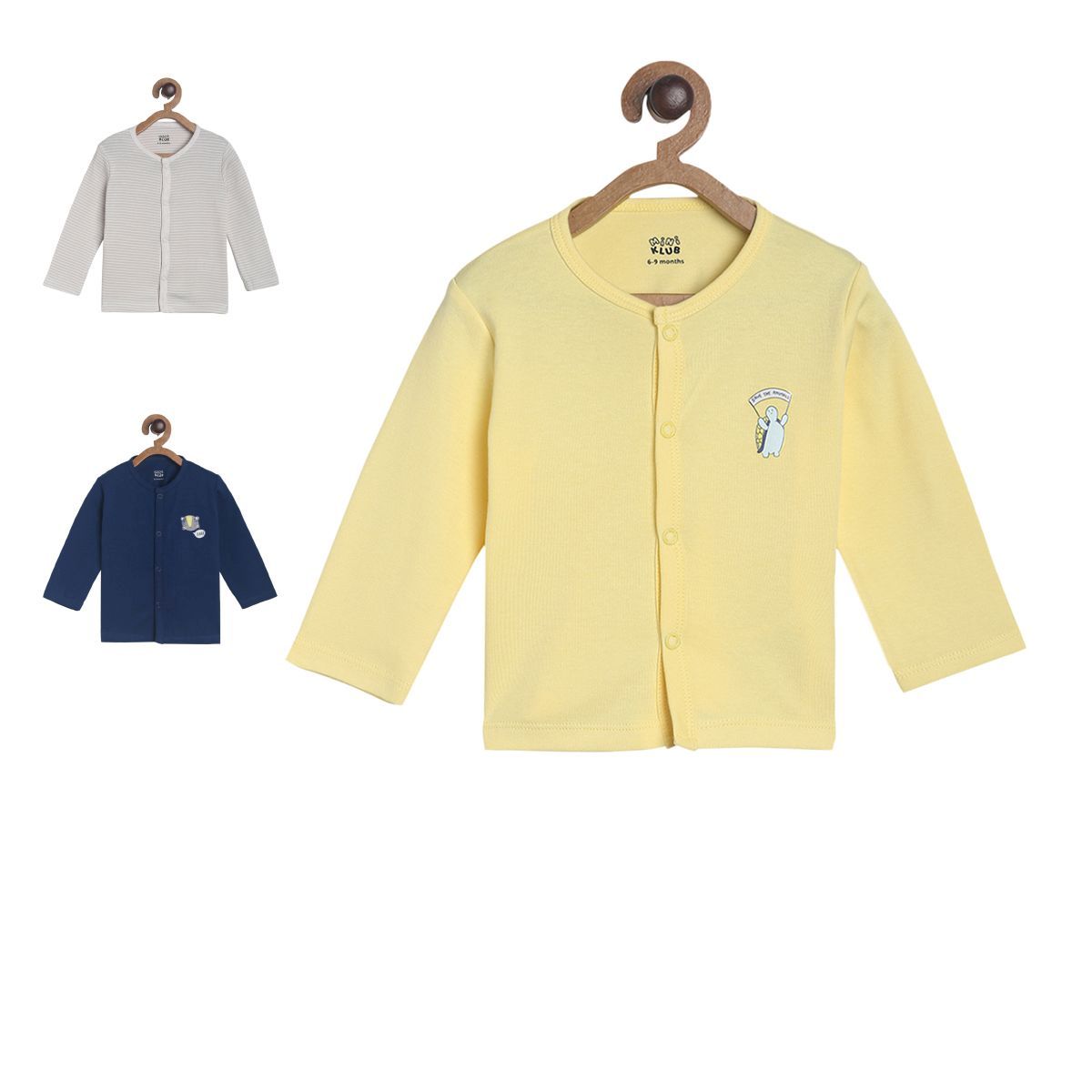 Pack of 3 front open vest - mango yellow for New Born