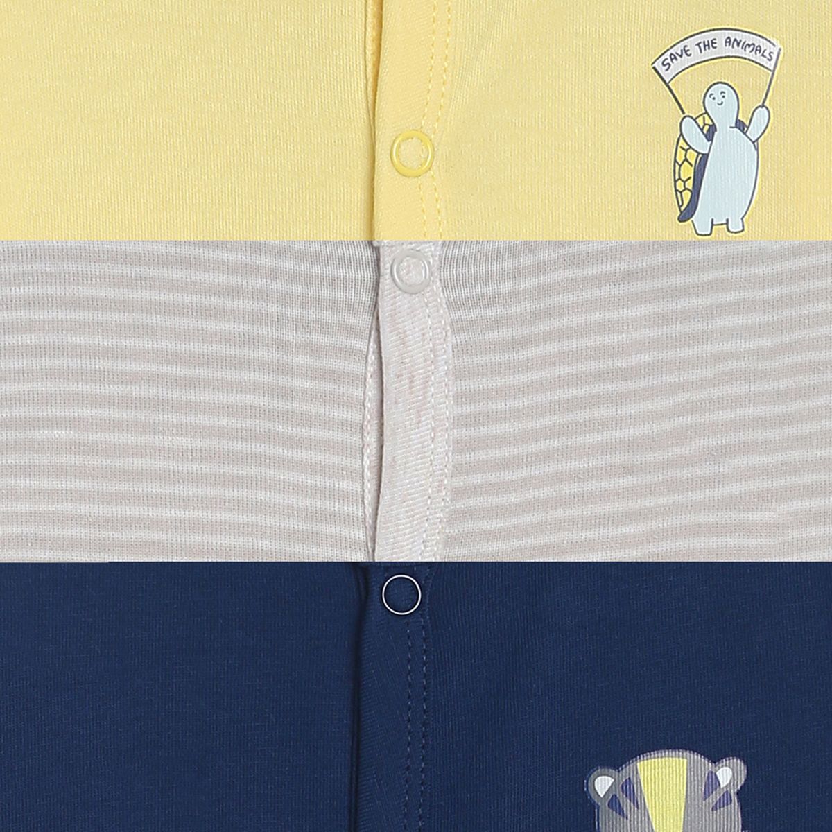 Pack of 3 front open vest - mango yellow for New Born