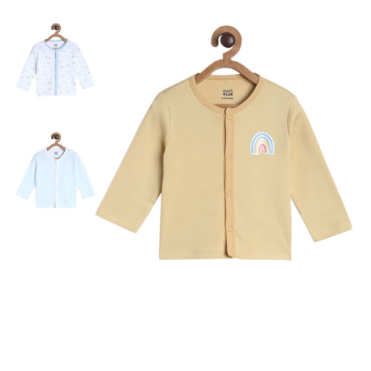 Pack of 3 front open vest - beige for New Born