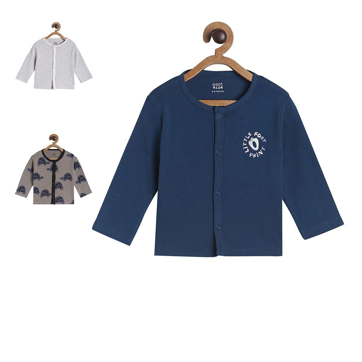 Pack of 3 front open vest - navy blue for New Born