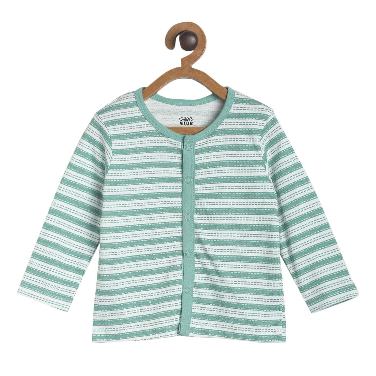 Pack of 3 front open vest - white & mint green for New Born